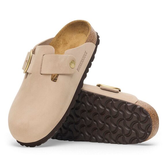 Birkenstock Boston Big Buckle Sandcastle Nub Leather Clog Sandals Size‎ 7/37 NWB - Picture 1 of 6